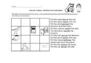 English Worksheet: above, below, besides, between