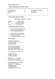 English worksheet: Vanilla Twilight by Owl City