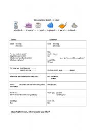 English worksheet: Cafe Language