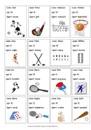 Sports role play cards
