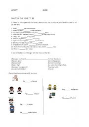 English Worksheet: verb to be exercise
