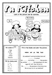 English Worksheet: In Kitchen