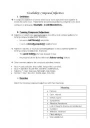 English Worksheet: compound adjectives