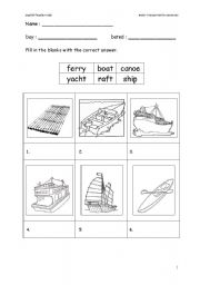 English worksheet: water transportation