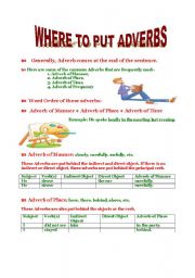 English Worksheet: WHERE TO PUT ADVERBS