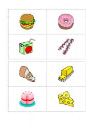 English Worksheet: food cards for the bingo