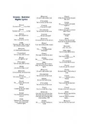 English worksheet: Summer Nights song