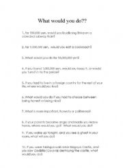 English Worksheet: What would you do?