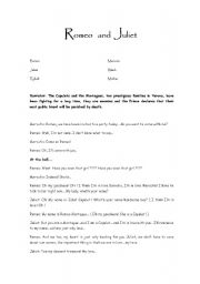 English Worksheet: Romeo and Juliet for kids 