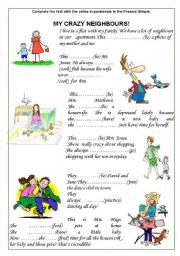 English Worksheet: crazy neighbours part 1