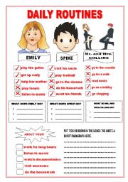 English Worksheet: daily routines present simple