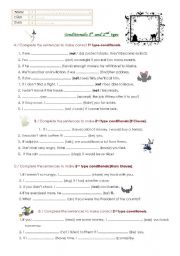 English Worksheet: 1st and 2nd type Conditionals