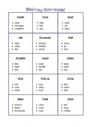 English Worksheet: Dont say these words!