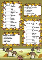 English Worksheet: prepositions of time (in,on,at)