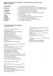 English Worksheet: the big bang theory - the song