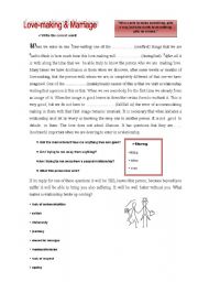 English Worksheet: Love-making and Marriage