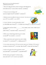 English Worksheet: Money Quiz, fun with pictures
