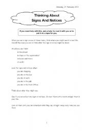 English worksheet: Signs and notices 1