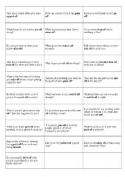 English Worksheet: OFF phrasal verb conversation cards