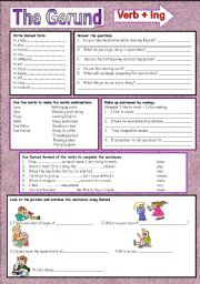 English Worksheet: The Gerund