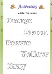 English worksheet: colring the colors names