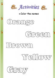 English Worksheet: colring the colors names