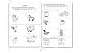 English Worksheet: Activities: nunbers/animals/fruits