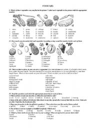 English Worksheet: Food