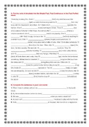 English Worksheet: simple past-past perfect-past continuous