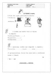 English Worksheet: mid term test2 7th form
