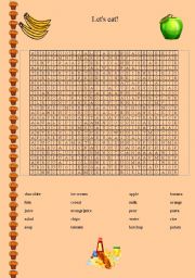 English Worksheet: Food word search