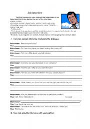 English Worksheet: A job interview - tips and dialogue