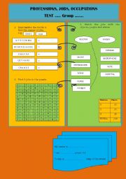 English Worksheet: Professions Jobs Occupations Test (for Kids)