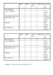 English Worksheet: Pricing Survey