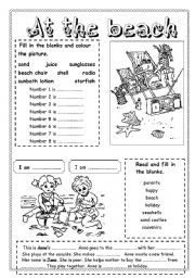 English Worksheet: At the beach