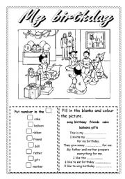 English Worksheet: My btrthday