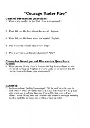English Worksheet: Courage Under Fire questions