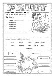 English Worksheet:  Fruit