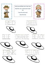 English Worksheet: Colour my hat.