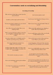 English Worksheet: conversation on socializing and friendship