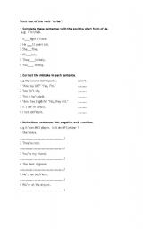 English Worksheet: Short test of the verb 