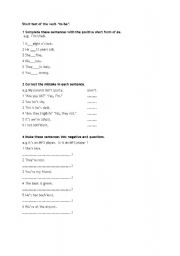 English worksheet: Short test of the verb 