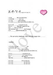 English Worksheet: Love by Nat King Cole gap fill 