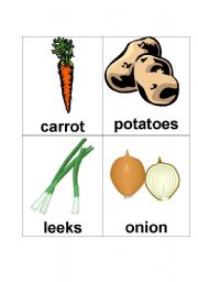 English Worksheet: vegetable flash cards
