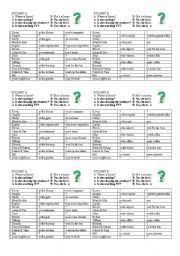 English Worksheet: Present Continuous guessing game