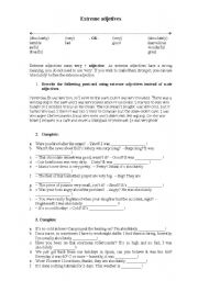 English Worksheet: extreme adjectives