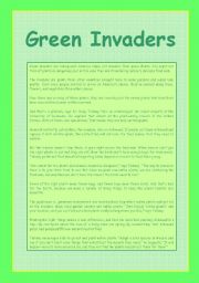 English Worksheet: Green Invaders