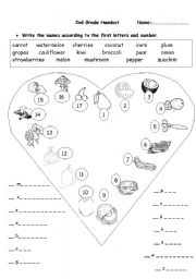 English Worksheet: fruits and vegetables