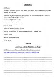 English Worksheet: Listening - The addictive power of junk food