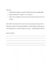English Worksheet: Dear Abby Modal Verbs Exercise